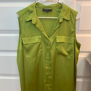 Satin green button down blouse